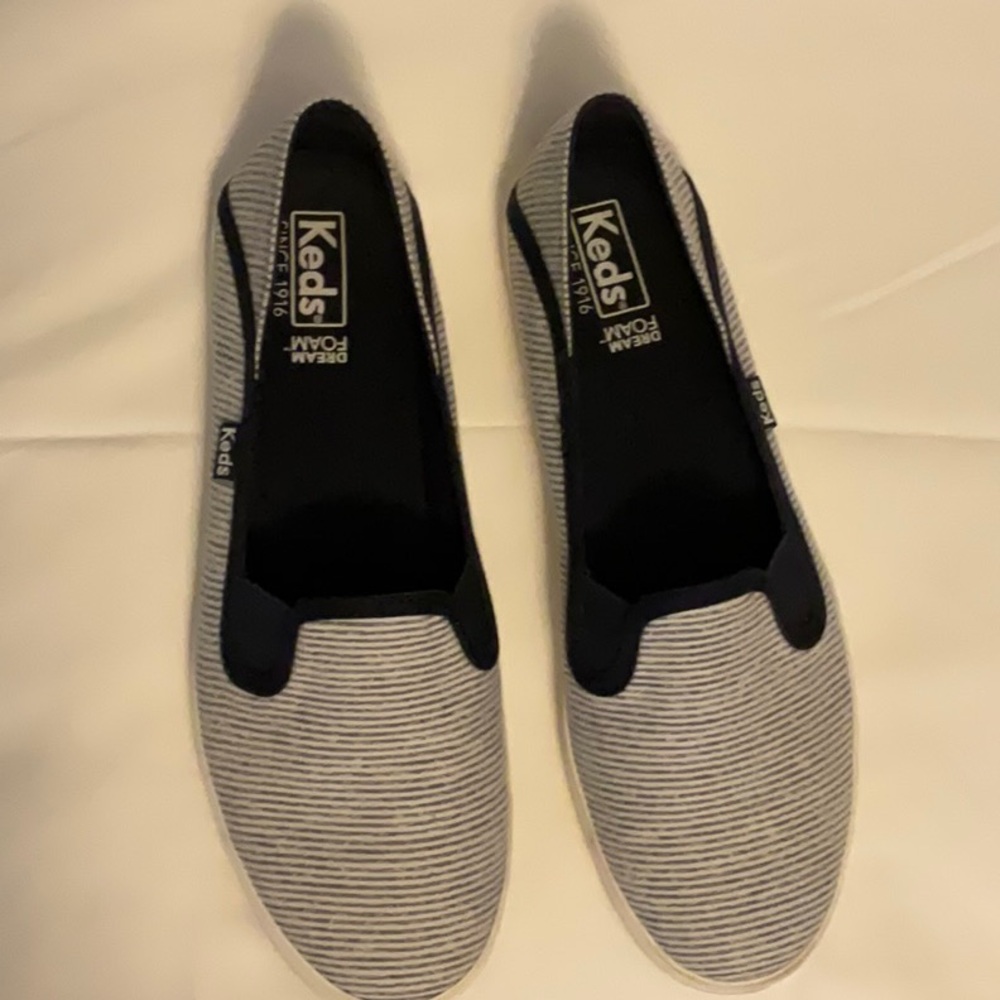 Keds, size 8, navy and white stripe, worn once